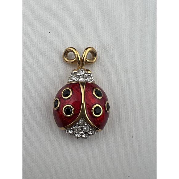 Swarovski Red Ladybug Gold Tone Pendant for Necklaces - Picture 2 of 5